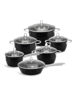 Edënbërg Black Line - Luxe Pannenset 12 delig - Voorzien van een Sandwichbodem!