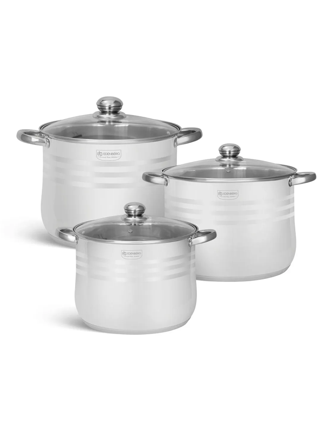 EDëNBëRG CLASSIC LINE  LUXE RVS PANNENSET 6 DELIG  5LAAGS BODEM!