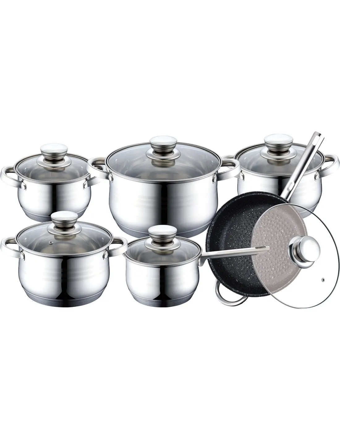 EDëNBëRG CLASSIC LINE  RVS LUXE PANNENSET 12 DELIG  9LAAGS BODEM!