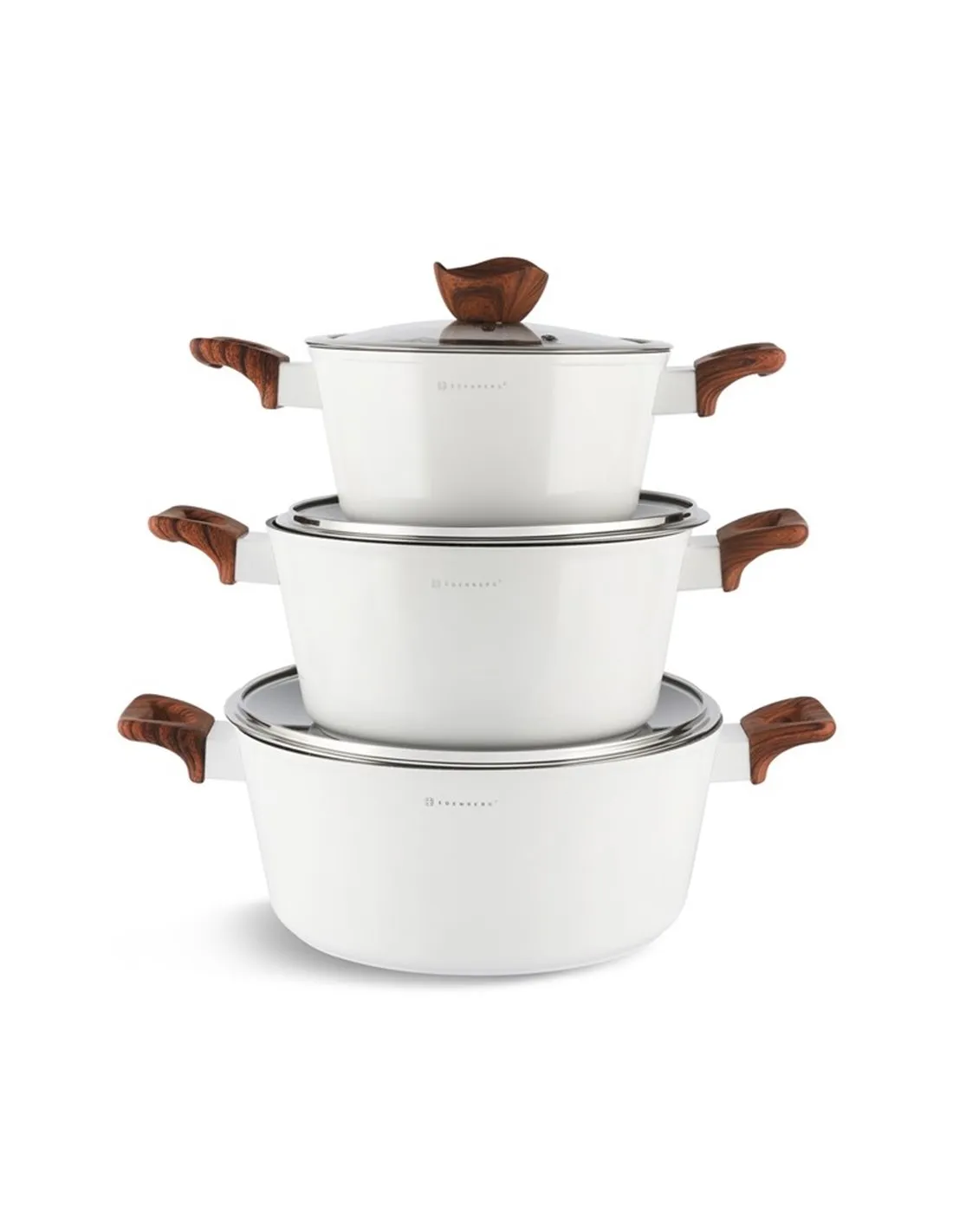 EDëNBëRG WHITE LINE  LUXE PANNENSET  6DELIG  GESMEED ALUMINIUM