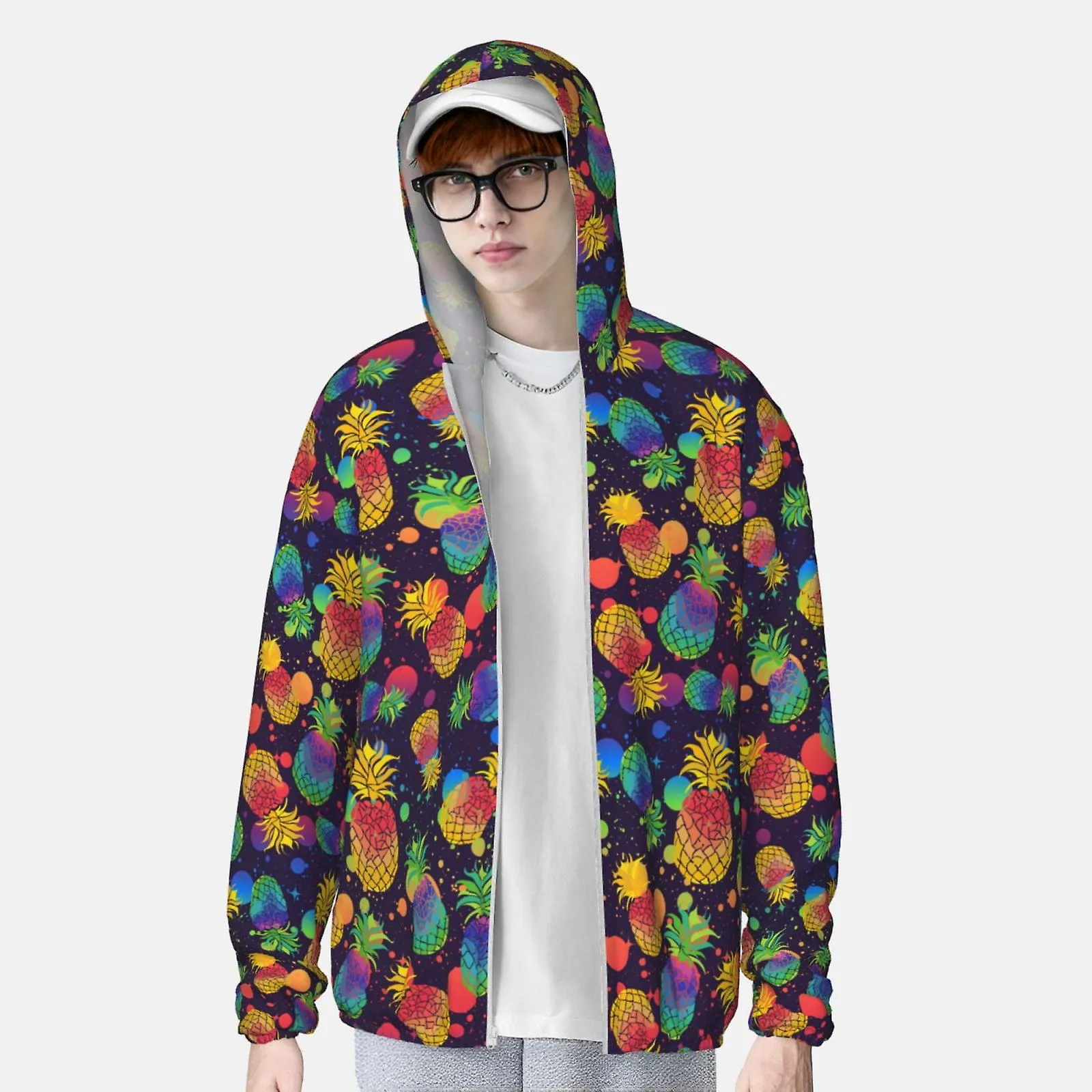 Kleurrijke Ananassen UPF 50+ Zonbeschermingskleding met lange mouwen, Vissersshirt Lange mouwrits kl751