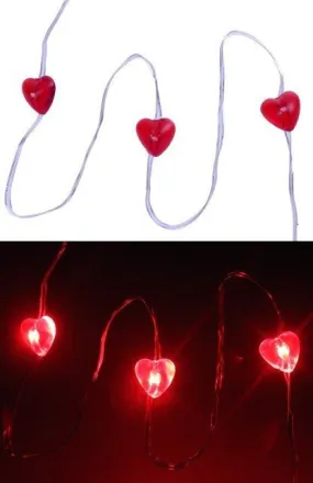 Led verlichting snoer hartjes rood 20 lamps
