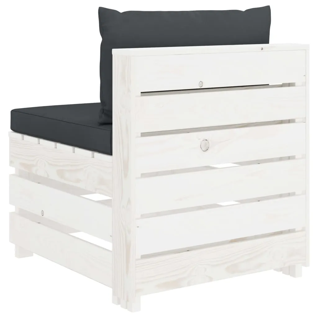 MEDINA 6DELIGE LOUNGESET MET ANTRACIETKLEURIGE KUSSENS PALLET HOUT