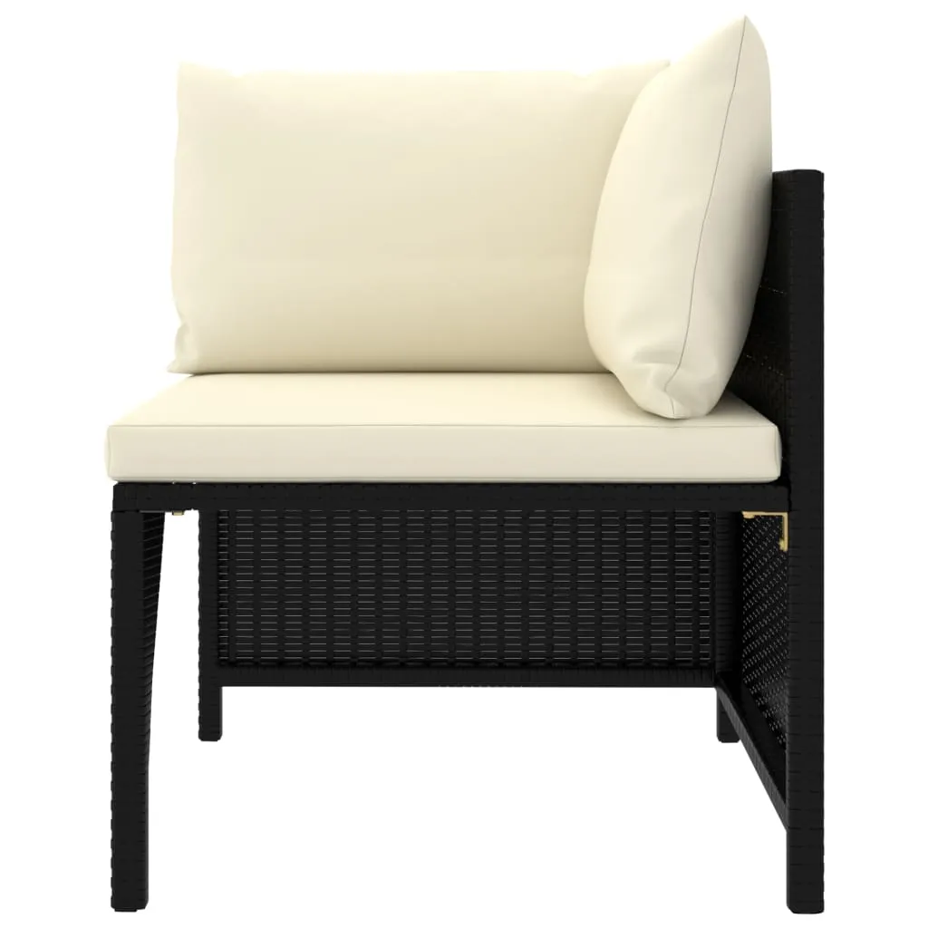 MEDINA 6DELIGE LOUNGESET MET KUSSENS POLY RATTAN ZWART