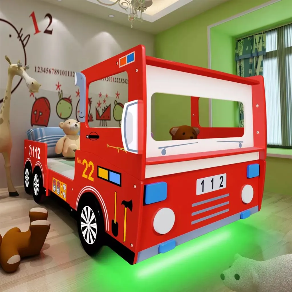 MEDINA KINDERBED BRANDWEERWAGEN + LEDVERLICHTING & TRAAGSCHUIM MATRAS
