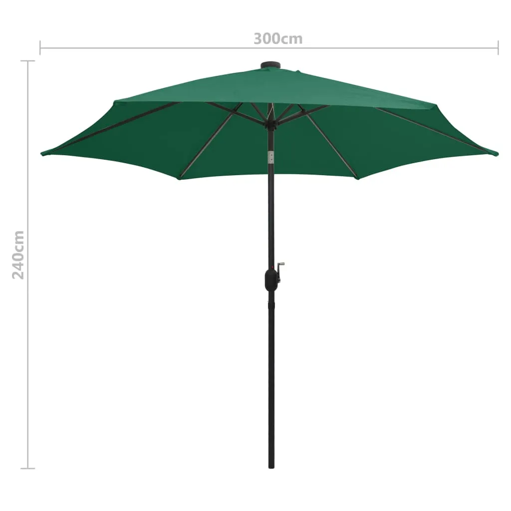 MEDINA PARASOL MET LEDVERLICHTING EN ALUMINIUM PAAL 300 CM GROEN