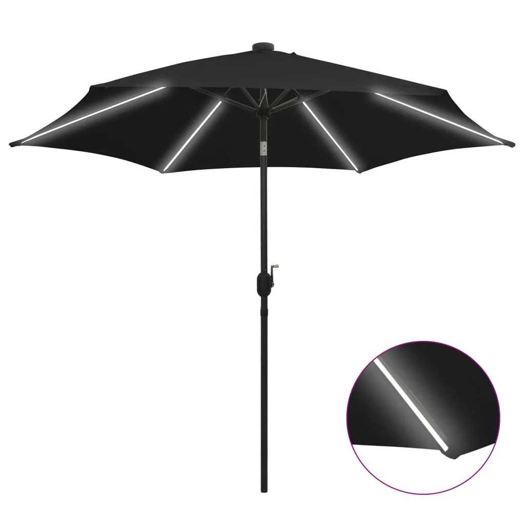 MEDINA PARASOL MET LEDVERLICHTING EN ALUMINIUM PAAL 300 CM ZWART