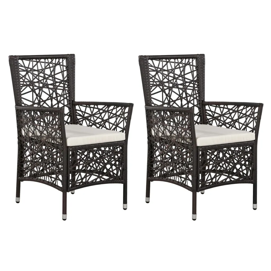 Medina Tuinstoelen 2 st met kussens poly rattan bruin