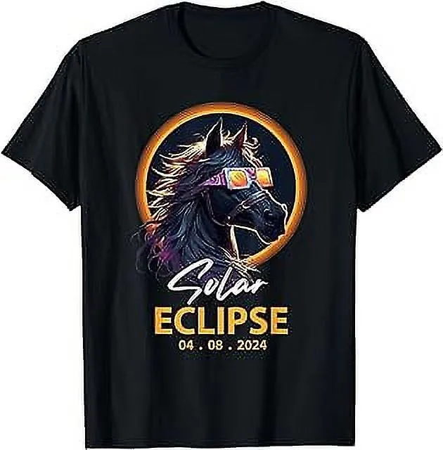 TOTALE ZONSVERDUISTERING PAARD MET BRIL SOLAR 2024 ECLIPSE TSHIRT